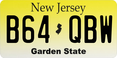 NJ license plate B64QBW
