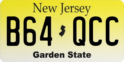 NJ license plate B64QCC