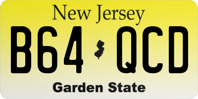 NJ license plate B64QCD