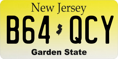 NJ license plate B64QCY