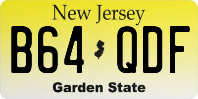 NJ license plate B64QDF
