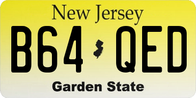NJ license plate B64QED