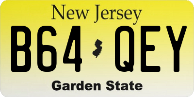 NJ license plate B64QEY