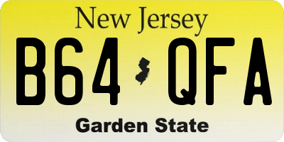 NJ license plate B64QFA