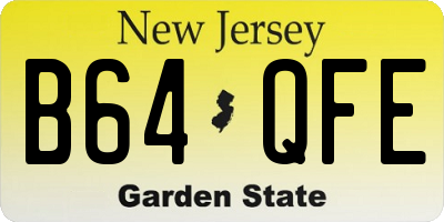 NJ license plate B64QFE