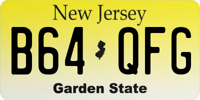 NJ license plate B64QFG