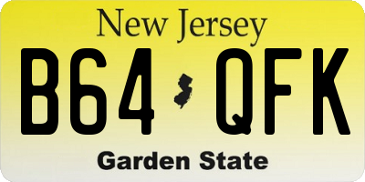 NJ license plate B64QFK