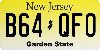 NJ license plate B64QFO