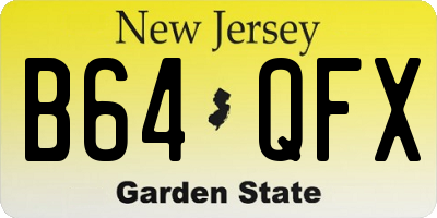 NJ license plate B64QFX