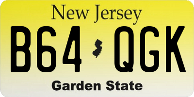 NJ license plate B64QGK