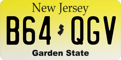 NJ license plate B64QGV