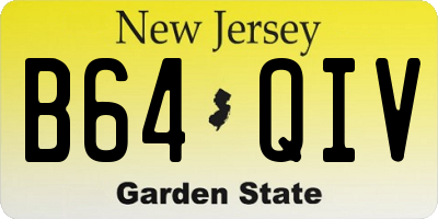 NJ license plate B64QIV