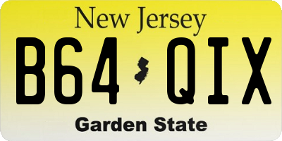 NJ license plate B64QIX