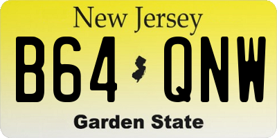 NJ license plate B64QNW