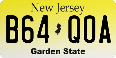 NJ license plate B64QOA