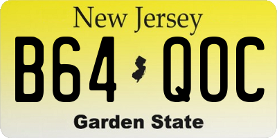 NJ license plate B64QOC
