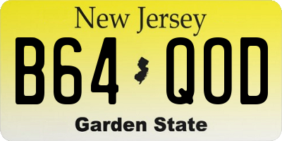 NJ license plate B64QOD