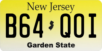 NJ license plate B64QOI