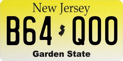 NJ license plate B64QOO