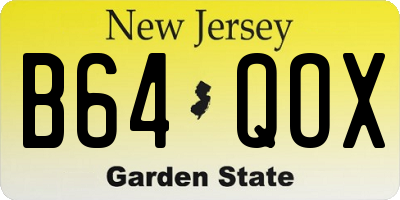 NJ license plate B64QOX