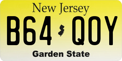 NJ license plate B64QOY