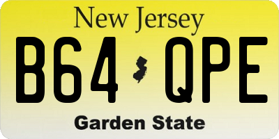 NJ license plate B64QPE