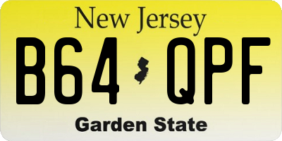 NJ license plate B64QPF