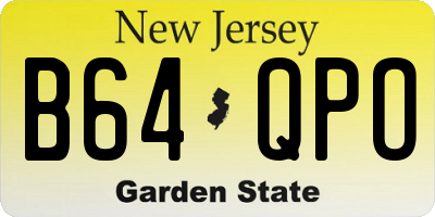 NJ license plate B64QPO