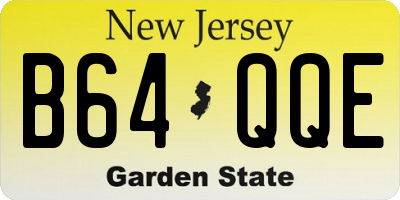 NJ license plate B64QQE