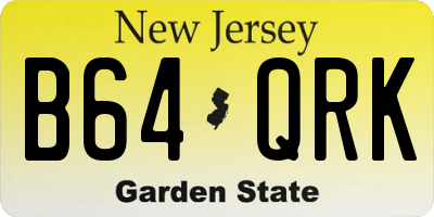 NJ license plate B64QRK