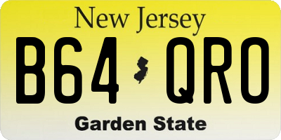 NJ license plate B64QRO