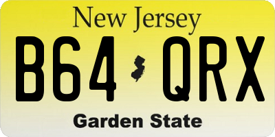 NJ license plate B64QRX