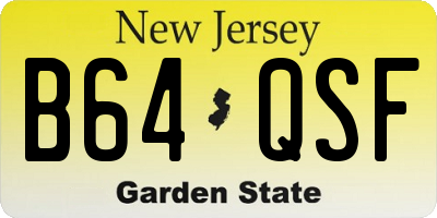 NJ license plate B64QSF
