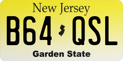 NJ license plate B64QSL