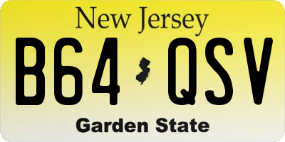 NJ license plate B64QSV