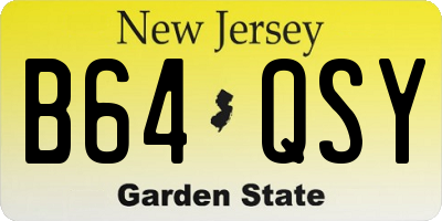 NJ license plate B64QSY