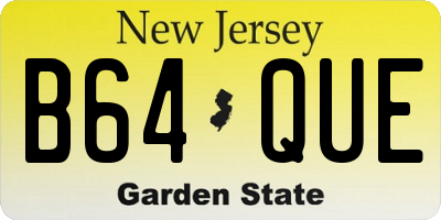 NJ license plate B64QUE