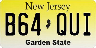 NJ license plate B64QUI