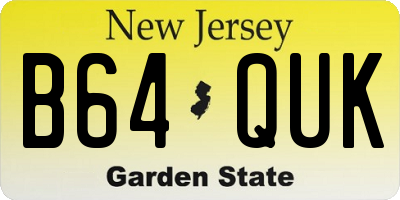 NJ license plate B64QUK