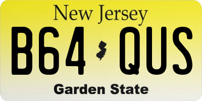 NJ license plate B64QUS