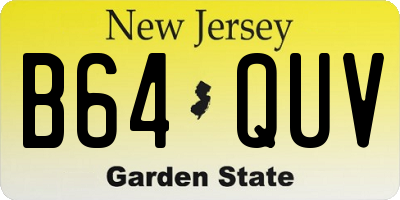 NJ license plate B64QUV