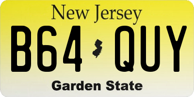NJ license plate B64QUY