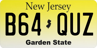NJ license plate B64QUZ