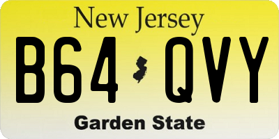 NJ license plate B64QVY