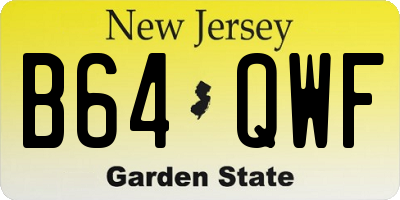 NJ license plate B64QWF