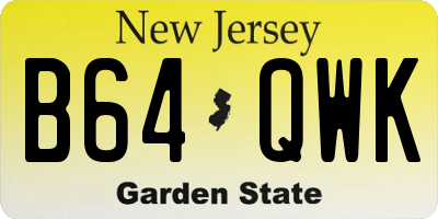 NJ license plate B64QWK