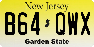 NJ license plate B64QWX
