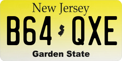 NJ license plate B64QXE
