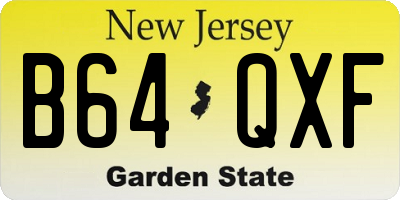NJ license plate B64QXF