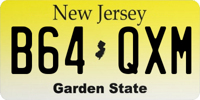 NJ license plate B64QXM